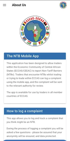 ECCAS app screen